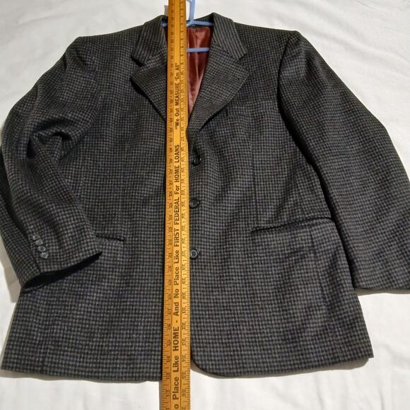 Ron Chereskin Men's Cashmere Blend Blazer 3 Button 42R Grey Houndstooth - Picture 9 of 11